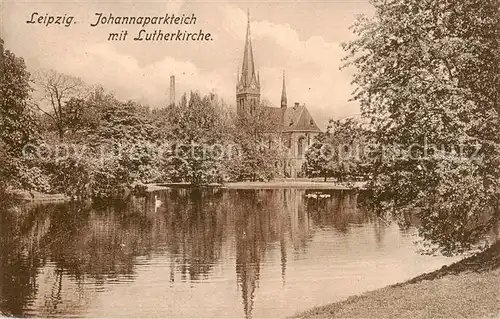 AK / Ansichtskarte 73808270 Leipzig Johannaparkteich mit Lutherkirche Leipzig