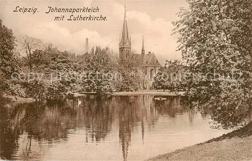 AK / Ansichtskarte  Leipzig Johannaparkteich mit Lutherkirche Leipzig