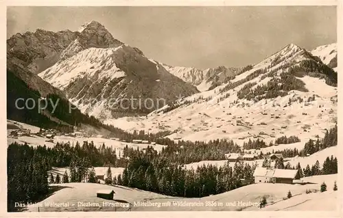 AK / Ansichtskarte 73808277 Kleinwalsertal_Vorarlberg_AT mit Riezlern Hirschegg Mittelberg Widderstein und Heuberg 