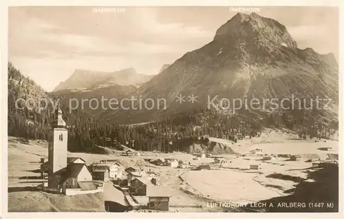 AK / Ansichtskarte  Lech_Vorarlberg Panorama mit Kirche und Gasthof Zur Krone Lech Vorarlberg