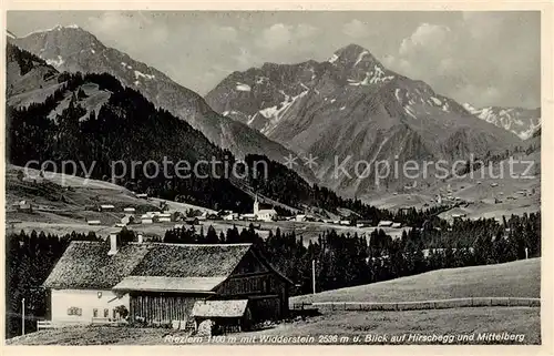 AK / Ansichtskarte 73808301 Riezlern_Kleinwalsertal_Vorarlberg mit Widderstein und Blick auf Hirschegg und Mittelberg Riezlern_Kleinwalsertal