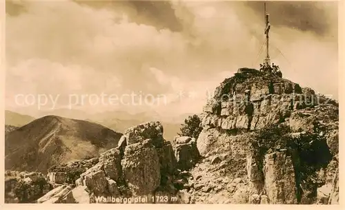 AK / Ansichtskarte  Wallberg_1723m_Tegernsee Gipfelblick mit Gipfelkreuz 