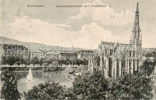 AK / Ansichtskarte  Stuttgart Johanneskirche mit Feuersee Stuttgart