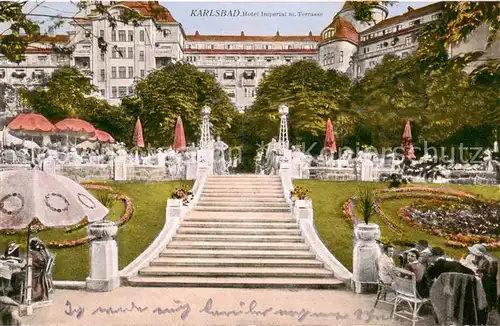 AK / Ansichtskarte 73808433 Karlsbad_Eger_Karlovy_Vary Hotel Imperial mit Terrasse 