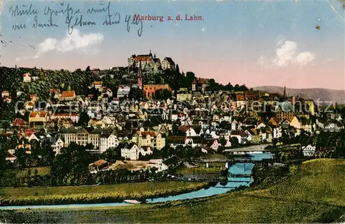 AK / Ansichtskarte 73808438 Marburg_Lahn Panorama mit Schloss Marburg_Lahn