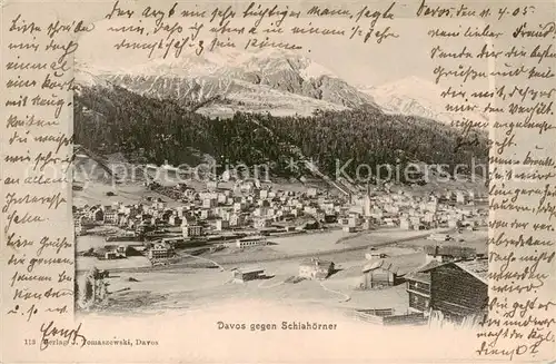 AK / Ansichtskarte Davos_GR Panorama mit Schiahoerner Davos_GR