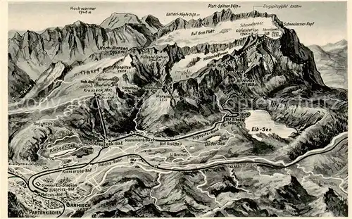 AK / Ansichtskarte 73808474 Garmisch-Partenkirchen Panoramakarte Bayerische Zugspitzbahn Gipfelstation Garmisch-Partenkirchen