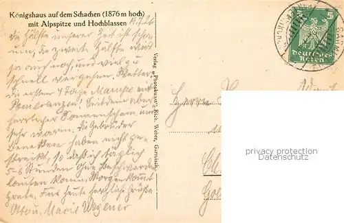 AK / Ansichtskarte 73808508 Schachen_1876m_Garmisch-Partenkirchen Koenigshaus auf dem Schachen mit Alpspitze und Hochblassen 