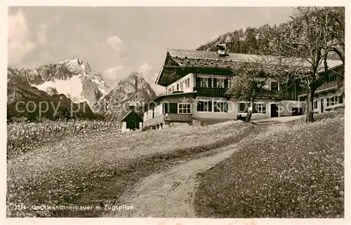 AK / Ansichtskarte  Gschwandtnerbauer_1020m_Garmisch-Partenkirchen mit Zugspitze 