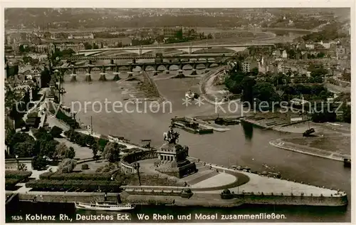 AK / Ansichtskarte 73808527 Koblenz__Rhein Deutsches Eck Zusammenfluss von Rhein und Mosel 