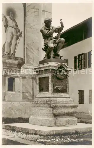 AK / Ansichtskarte  Mittenwald_Bayern Klotz Denkmal Mittenwald Bayern