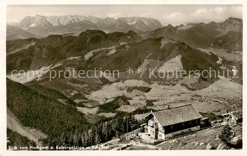 AK / Ansichtskarte  Hochgernhaus_1560m_Marquartstein Panorama mit Kaisergebirge und Achental 