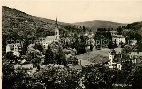 AK / Ansichtskarte  Schlangenbad_Taunus Panorama mit Kirche Schlangenbad_Taunus