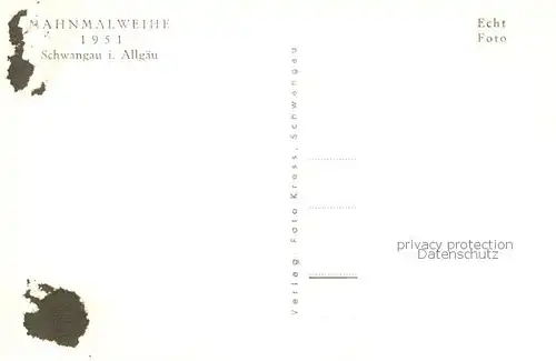 AK / Ansichtskarte  Schwangau Mahnmalweihe 1951 Schwangau