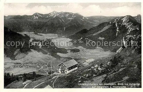 AK / Ansichtskarte 73808663 Marquartstein Unterkunftshaus am Hochgern Blick ins Achental auf Geiglstein und Hochplatte Marquartstein