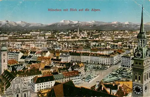 AK / Ansichtskarte  Muenchen Stadtblick mit Alpenpanorama Muenchen