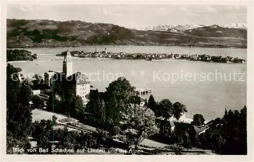 AK / Ansichtskarte  Bad_Schachen_Lindau Panorama mit Alpen Bad_Schachen_Lindau