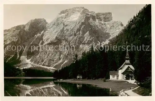 AK / Ansichtskarte 73808705 Lago_di_Braies_IT Gruppo delle Dolomiti can Sasso la Porta 