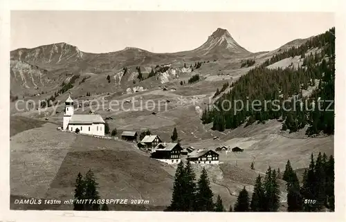 AK / Ansichtskarte 73808711 Damuels_Vorarlberg_AT Panorama mit Kirche und Mittagsspitze 