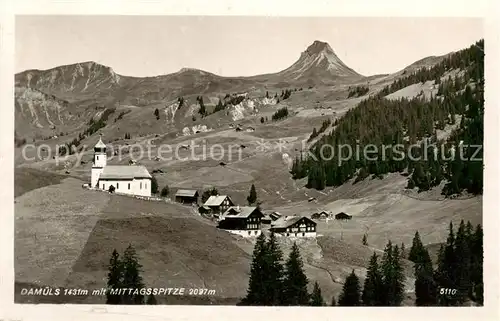 AK / Ansichtskarte  Damuels_Vorarlberg_AT Panorama mit Kirche und Mittagsspitze 