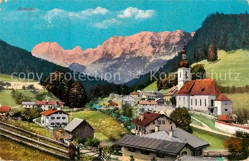 AK / Ansichtskarte 73808744 Ramsau__Berchtesgaden Panorama mit Kirche 