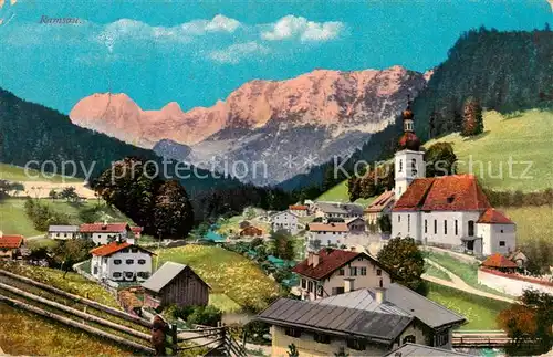 AK / Ansichtskarte  Ramsau__Berchtesgaden Panorama mit Kirche 