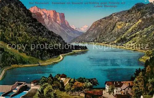 AK / Ansichtskarte  Bad_Reichenhall Saalachsee mit Stauwehr und Kiebling mit Reiteralp und Loferer Steinberge Bad_Reichenhall