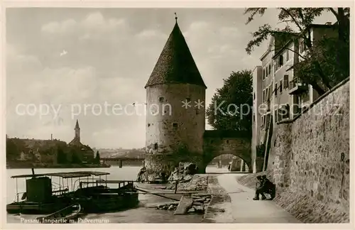 AK / Ansichtskarte  Passau Innpartie mit Pulverturm Passau