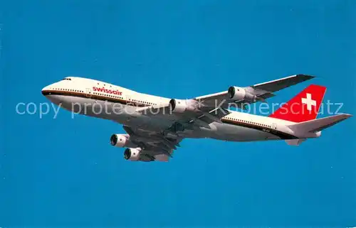 AK / Ansichtskarte  Flugzeuge_Zivil Swissair Boeing 747 B 