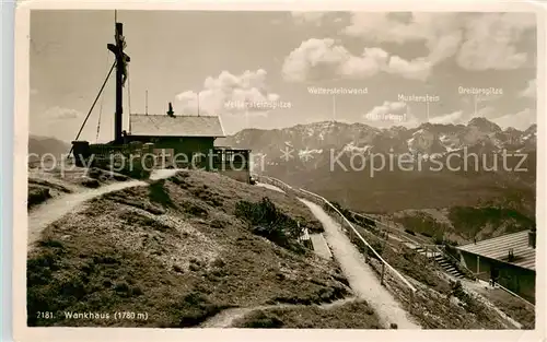 AK / Ansichtskarte  Wankhaus_1780m_Garmisch-Partenkirchen Panorama mit Gipfelkreuz 