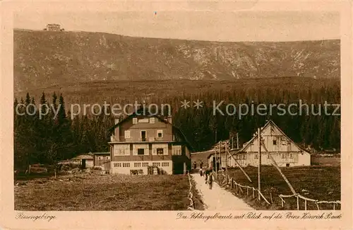 AK / Ansichtskarte 73808987 Schlingelbaude_Karpacz_PL Bergbaude im Riesengebirge Blick auf Prinz Heinrich Baude 
