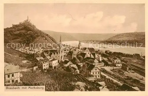 AK / Ansichtskarte  Braubach_Rhein Panorama mit Marksburg Braubach Rhein