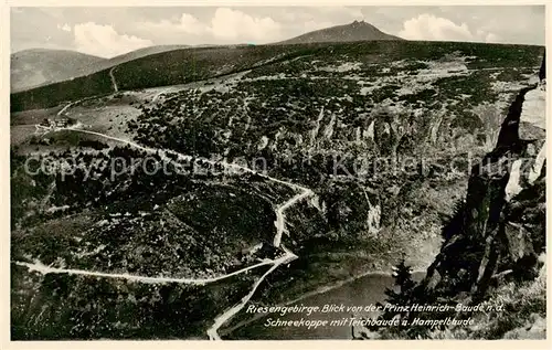 AK / Ansichtskarte  Krummhuebel_Karpacz_Riesengebirge_PL Blick von der Prinz Heinrich Baude nach der Schneekoppe Teichbaude Hampelbaude 