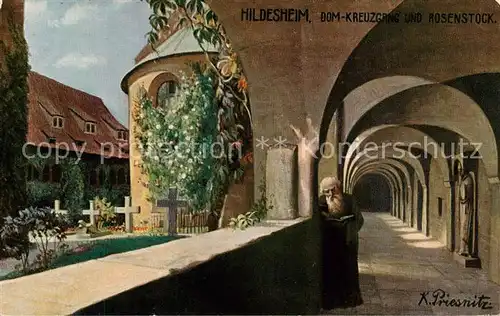 AK / Ansichtskarte  Hildesheim Dom Kreuzgang und Rosenstock Hildesheim