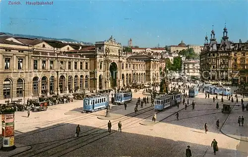 AK / Ansichtskarte  Strassenbahn Zuerich Hauptbahnhof  