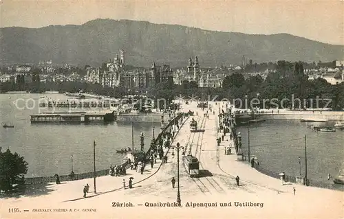 AK / Ansichtskarte  Strassenbahn Zuerich Quaibruecke  