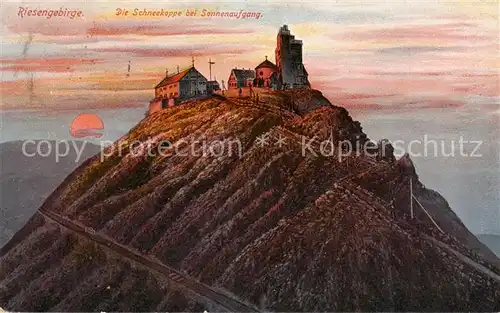 AK / Ansichtskarte 73809112 Krummhuebel_Karpacz_Riesengebirge_PL Schneekoppe bei Sonnenaufgang 