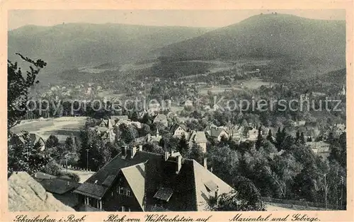 AK / Ansichtskarte 73809143 Schreiberhau_Szklarska_Poreba_Riesengebirge_PL Blick vom Weissbachstein auf Mariental und Gebirge 