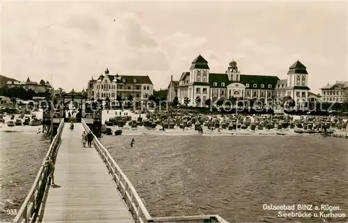 AK / Ansichtskarte  Binz_Ruegen Seebruecke und Kurhaus Binz_Ruegen