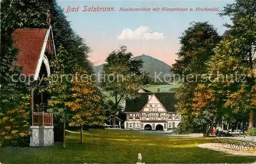 AK / Ansichtskarte 73809196 Bad_Salzbrunn_Szczawno-Zdroj_PL Musikpavillon mit Wiesenhaus und Hochwald 