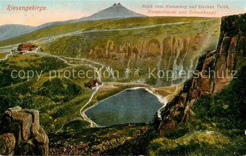 AK / Ansichtskarte  Riesengebirge_Schlesischer_Teil Blick vom Kammweg auf kleinen Teich Hampelbaude und Schneekoppe 