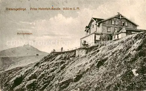 AK / Ansichtskarte 73809285 Riesengebirge_Schlesischer_Teil Prinz Heinrich Baude mit Schneekoppe 