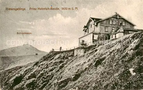 AK / Ansichtskarte  Riesengebirge_Schlesischer_Teil Prinz Heinrich Baude mit Schneekoppe 