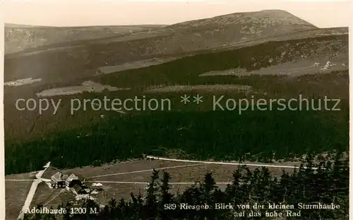 AK / Ansichtskarte  Riesengebirge_Schlesischer_Teil Adolfbaude Blick von der kleinen Sturmhaube auf des hohe Rad 