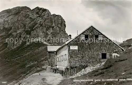 AK / Ansichtskarte  Noerdlinger_Huette mit Reitherspitze Noerdlinger Huette