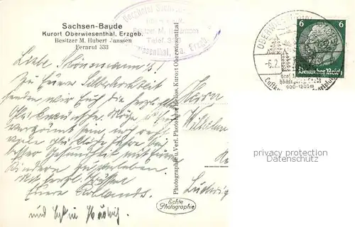 AK / Ansichtskarte  Fichtelberg_Oberwiesenthal_Erzgebirge Sachsenbaude 
