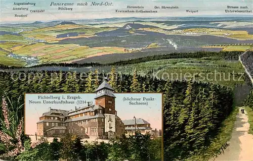 AK / Ansichtskarte 73809321 Fichtelberg_Oberwiesenthal_Erzgebirge Panorama Neues Unterkunftshaus 