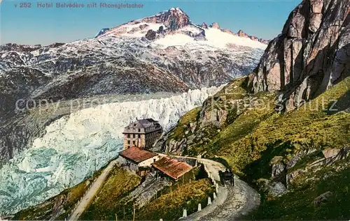 AK / Ansichtskarte Rhonegletscher_Glacier_du_Rhone_VS Hotel Belvedere  