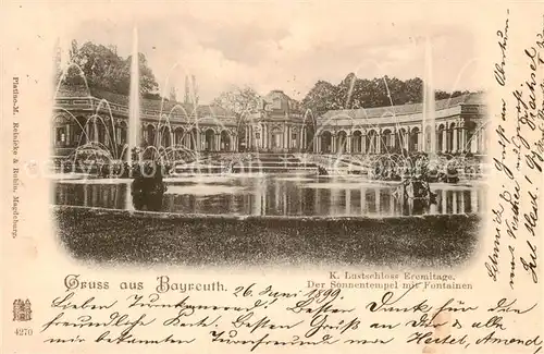 AK / Ansichtskarte  Bayreuth Kgl Lustschloss Eremitage Der Sonnentempel mit Fontainen Bayreuth