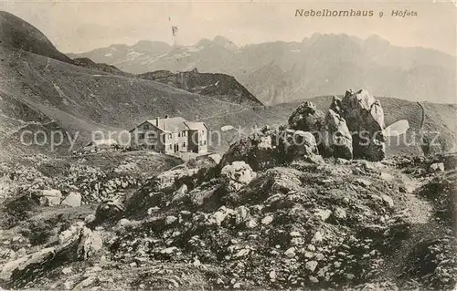 AK / Ansichtskarte 73809368 Nebelhornhaus_1929m_Oberstdorf mit Hoefats 